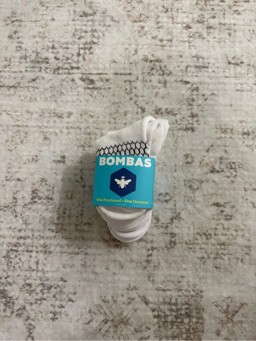 Bombas White Crew Socks with Honeycomb Detail
